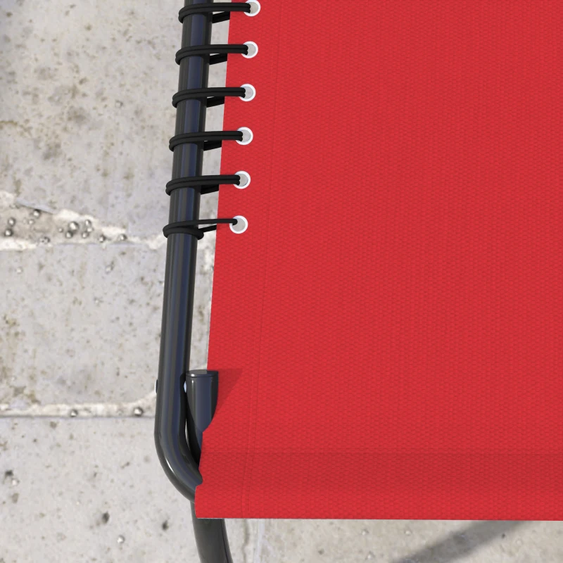 Outsunny Outdoor Folding Lounge Chair, 4-Level Adjustable Chaise Lounge with Headrest, Tanning Chair Beach Bed Reclining Lounger Cot for Camping, Hiking, Backyard, Wine Red