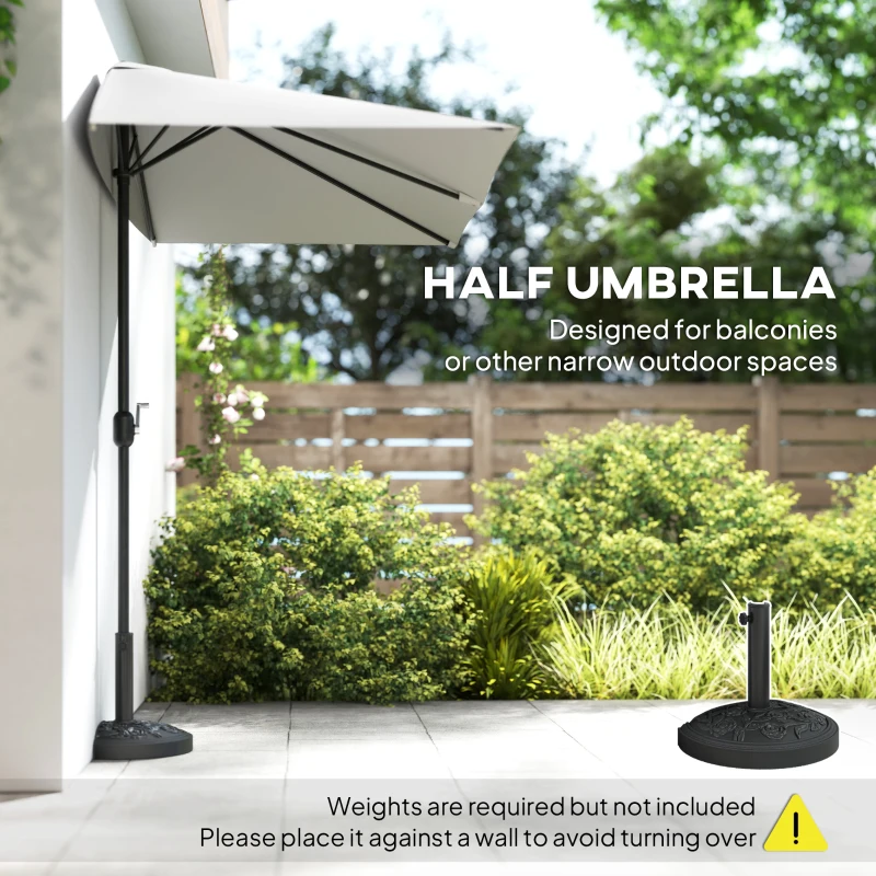 Outsunny 8ft Half Umbrella Outdoor Balcony Parasol Patio Garden Outdoor Window Sun Shade w/ 5 Ribs, Cream White