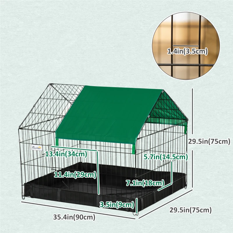PawHut Metal Outdoor Small Animal Cage for Rabbits and Cats, Black