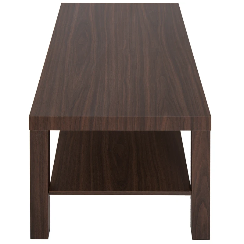 HOMCOM 2 Tier Coffee Table with Storage Shelf, Rectangular Center Table for Living Room, Home Office Furniture Walnut