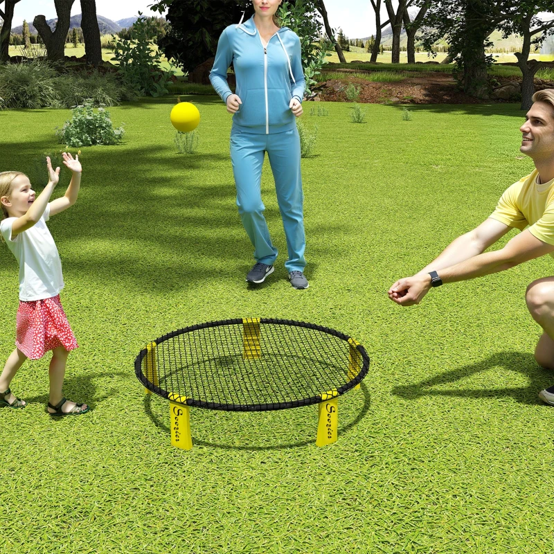 Soozier Spike Ball Game Set, Mini Beach Games Set w/ Roundnet, 3 Balls, Pump, Carrying Bag, Portable Outdoor Games for Families