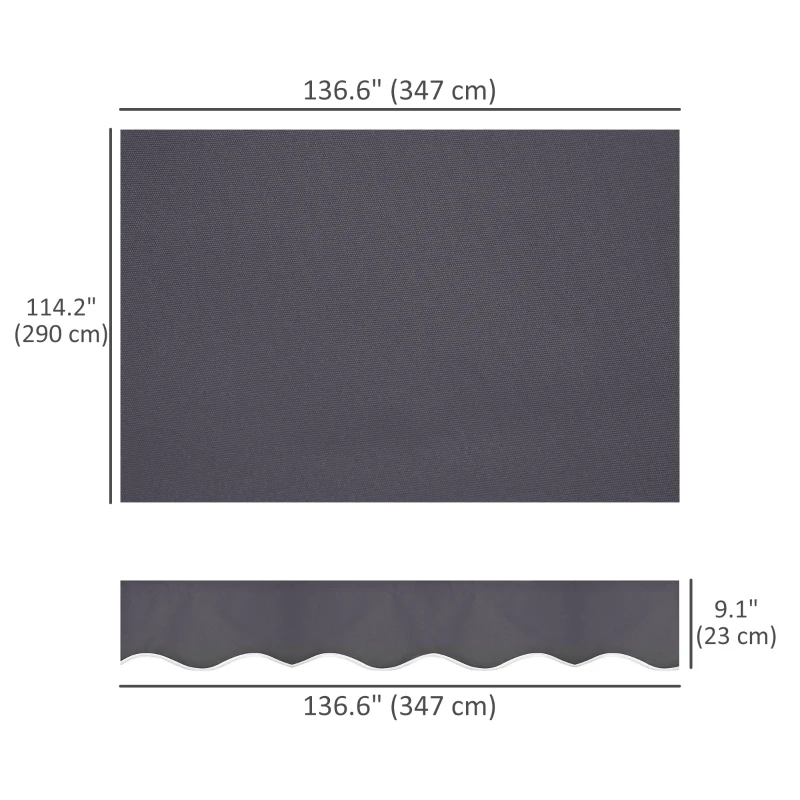 Outsunny 11' x 10' Retractable Awning Fabric Replacement Outdoor Sunshade Canopy Awning Cover, UV Protection, Grey