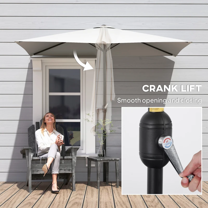 Outsunny 8ft Half Umbrella Outdoor Balcony Parasol Patio Garden Outdoor Window Sun Shade w/ 5 Ribs, Cream White