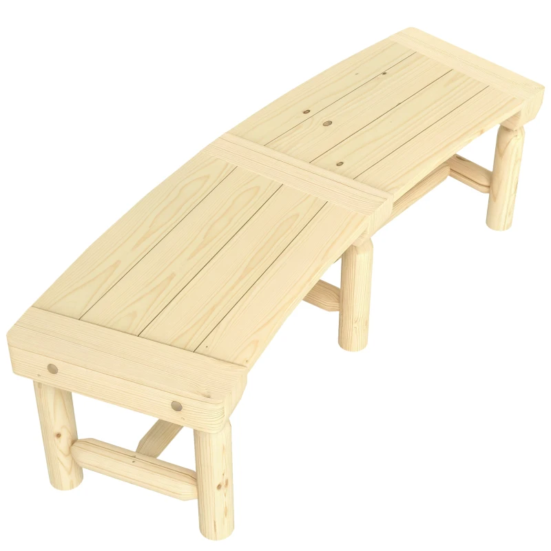 Outsunny Wooden Garden Bench, Semicircular Round Outdoor Tree Bench, Wrap Around Park Bench for Yard, Patio, Deck, Lawn, Natural