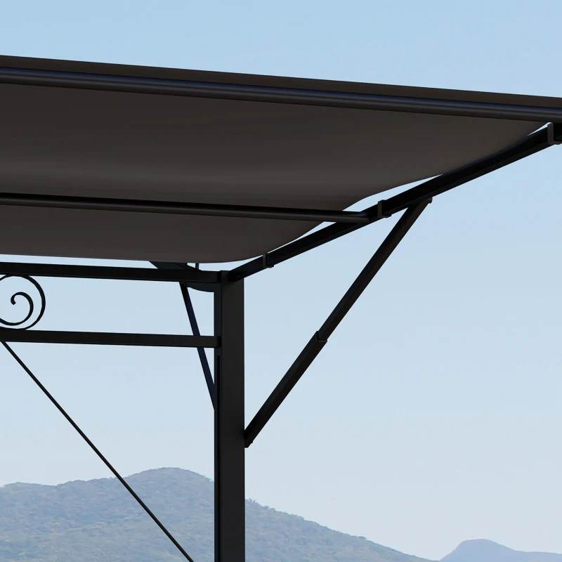 Outsunny 10' x 8' Outdoor Pergola and Patio Gazebo for Garden, Camper, Deck, Doors and Windows, Brown