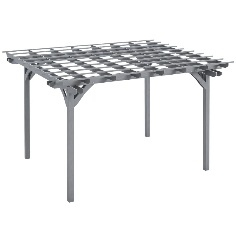 Outsunny 12' x 10' Wooden Pergola, Outdoor Grape Gazebo for Garden, Patio, Backyard, Deck, Gray