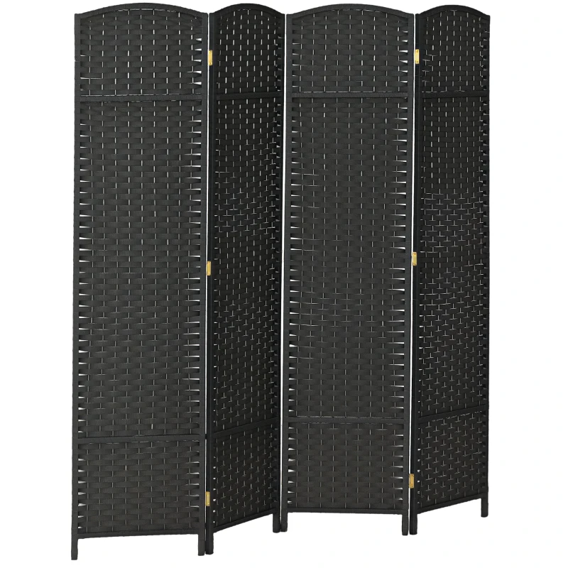 HOMCOM Folding Room Divider Screen 4 Panel 5.6 ' Tall Privacy Screen Freestanding Room Partition for Home Office, Black