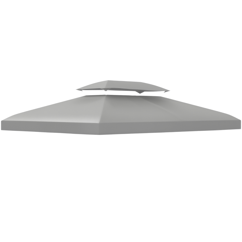 Outsunny 13' x 10' Gazebo Replacement Canopy 2 Tier Top UV Cover Pavilion Garden Patio Outdoor, Light Grey (TOP ONLY)
