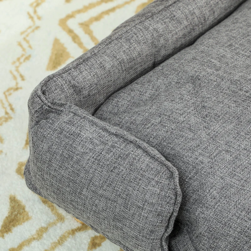 PawHut Washable Dog Sofa for Large Dogs, Elevated Pet Couch with Anti-slip Foot Pads, Dark Grey