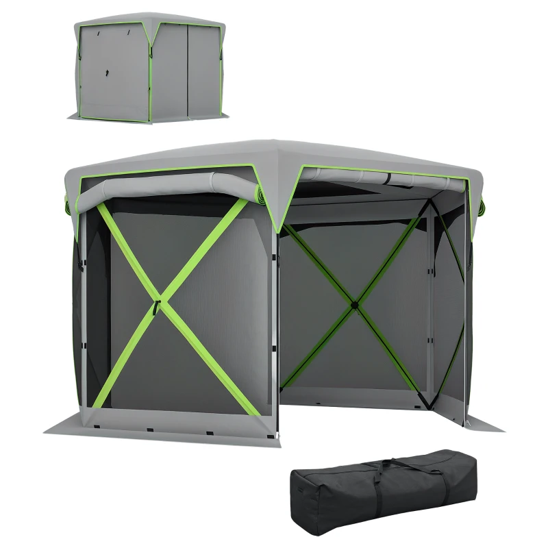 Outsunny 11 x 11ft Pop Up Camping Gazebo, Screen Tent House with Removable Roof Cover, Roll-up Wind Panels for Camping, Backyard