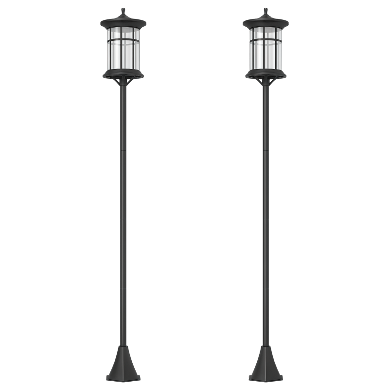 Outsunny 72" Solar Post Light, Cool White LED Outdoor Lamp, Waterproof IP44 for Patio, Garden, Backyard, Pathway, 2 Pack