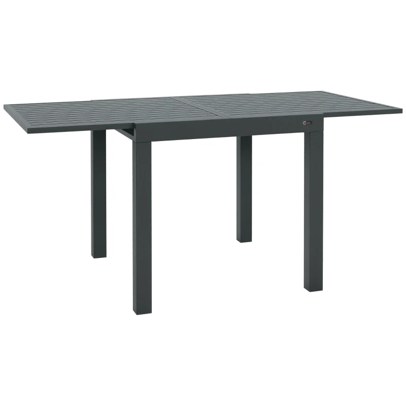 Outsunny Expandable Patio Table, Outdoor Dining Table for 4-6 with Aluminum Frame for Garden, Lawn, Balcony Terrace, Gray