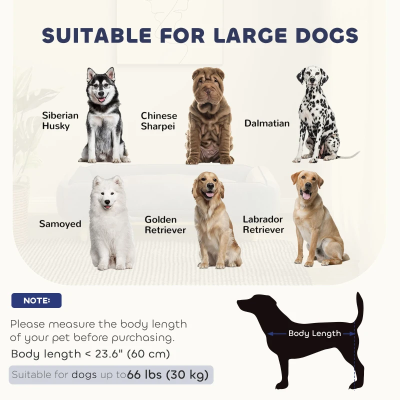 PawHut Washable Dog Sofa for Large Dogs, Elevated Pet Couch with Anti-slip Foot Pads, Dark Grey