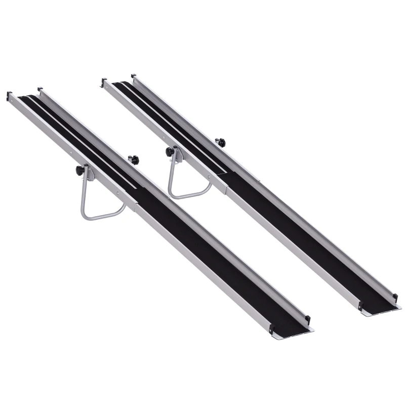 HOMCOM Telescopic Wheelchair Ramp, 8ft, 600 lbs, Aluminium Threshold Ramp, 2 Pack, for Home Steps, Mobility Scooters, Stairs