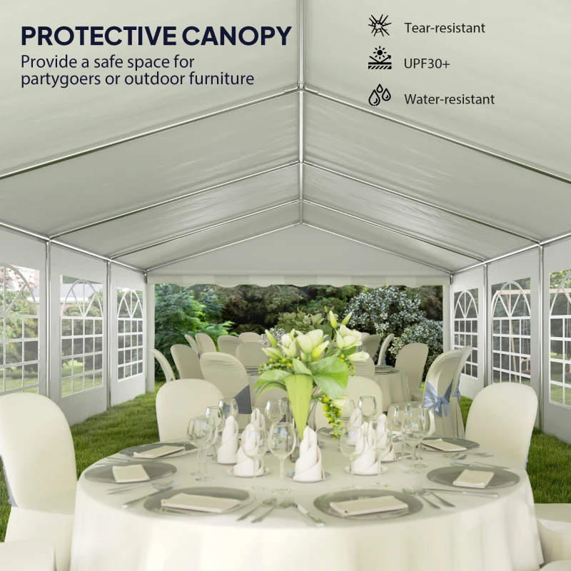 Outsunny 16.5' x 33' Large Party Tent, Heavy Duty Outdoor Canopy Tent with Removable Sidewalls, 10 Windows, White