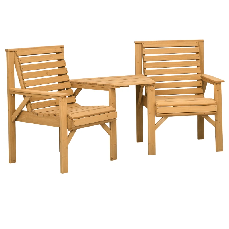 Outsunny 3Pcs Outdoor Bench Set for Backyard, Balcony, Light Brown