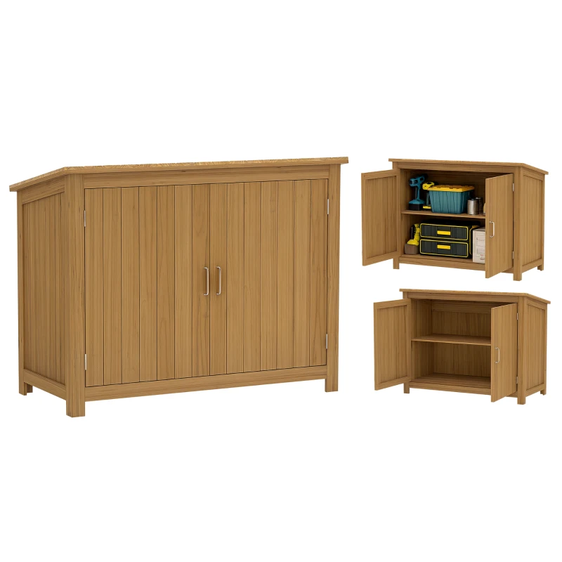 Outsunny Wooden Garden Shed, Compact Outdoor Storage Cabinet with 2 Shelves and 2 Doors for Patio, Deck, Lawn, 43" x 20" x 34"