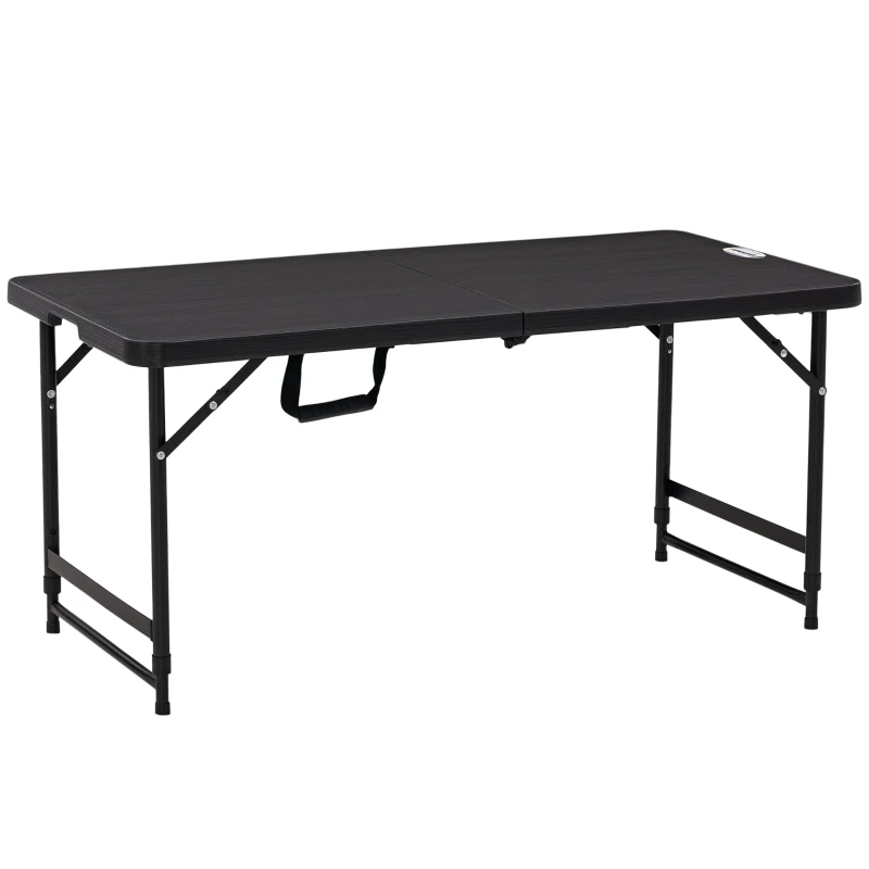 Outsunny Foldable Patio Dining Table for 4, Height Adjustable Outdoor Table for Garden Lawn Backyard, Dark Grey