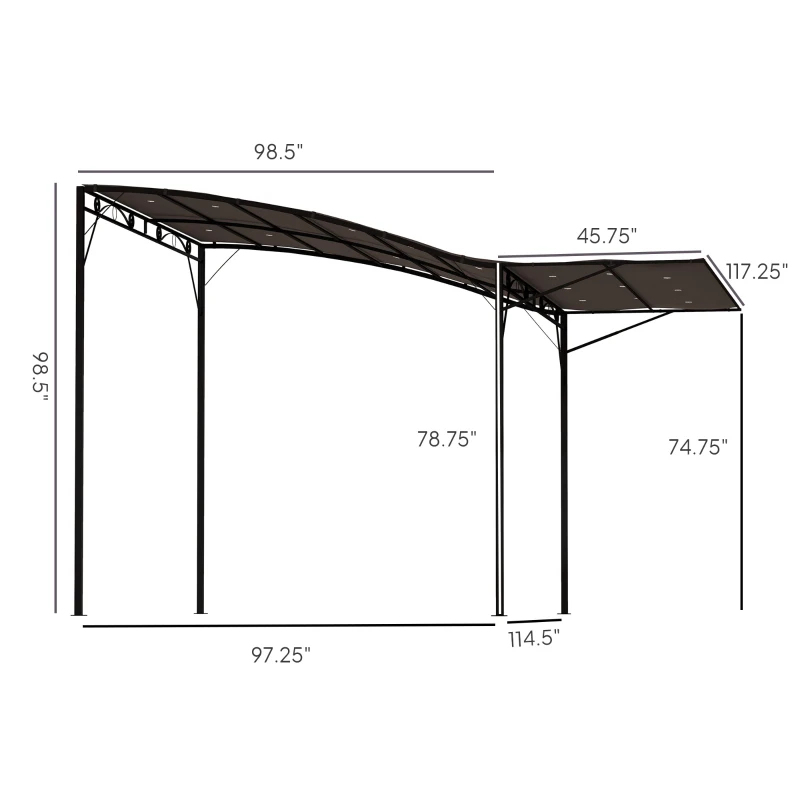 Outsunny 10' x 8' Outdoor Pergola and Patio Gazebo for Garden, Camper, Deck, Doors and Windows, Brown