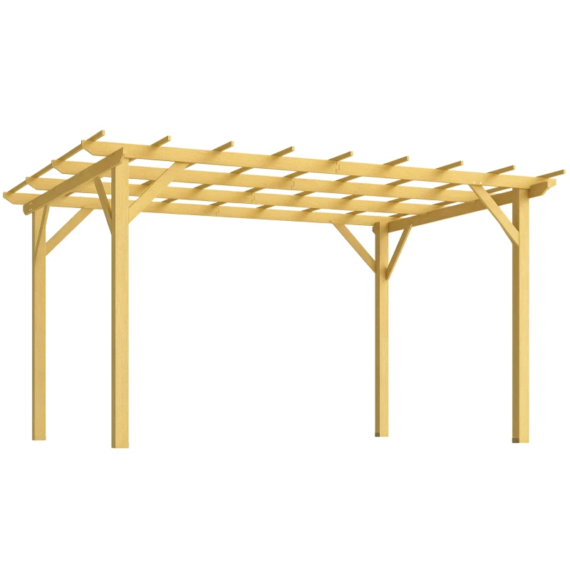 Outsunny 10' x 13' Wood Pergola, Outdoor Gazebo Grape Trellis for Climbing Plant Support, Garden, Patio, Backyard, Nature Wood