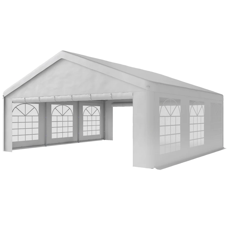 Outsunny 20'x20' Heavy Duty Large Party Tent & Carport with Removable Sidewalls, Windows, Portable Garage Canopy Tent, Sun Shade Shelter for Parties Wedding Outdoor Events, White