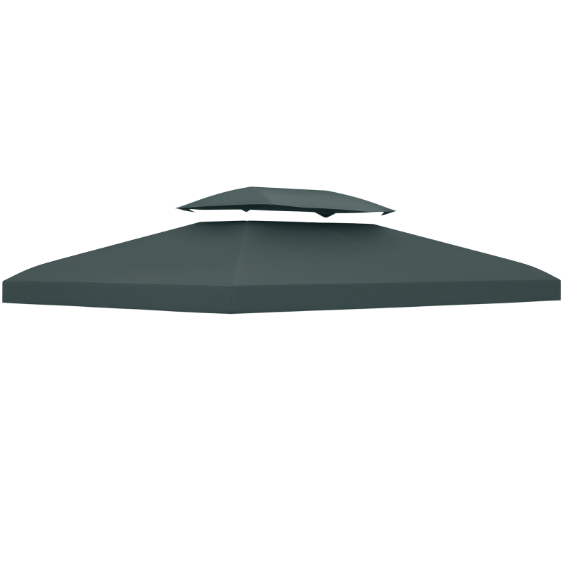 Outsunny 13' x 10' Gazebo Replacement Canopy 2 Tier Top UV Cover Pavilion Garden Patio Outdoor, Grey (TOP ONLY)