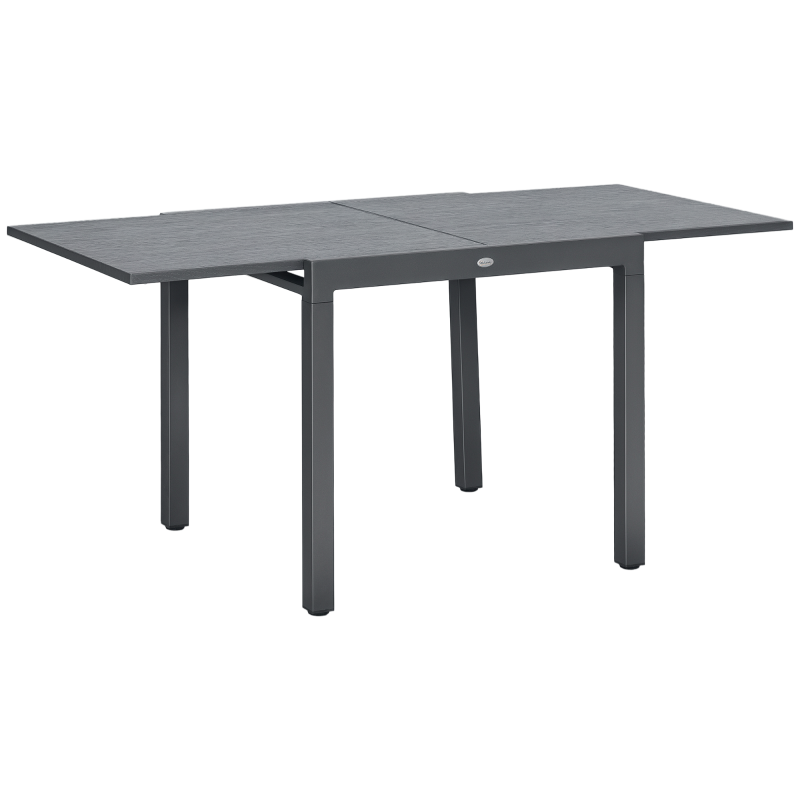 Outsunny 31.5"-63" Extendable Outdoor Dining Table for 4-6 with Aluminium Frame, Steel Tabletop Dark Grey