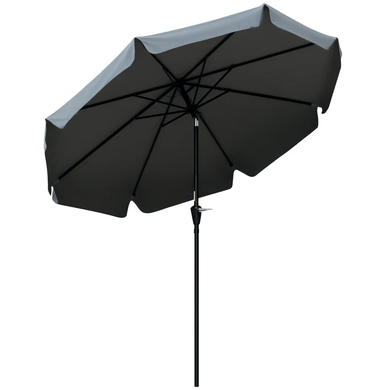 Outsunny 8.5 ft Outdoor Market Table Umbrella, Round Patio Umbrella with Tilt and Crank for Garden, Backyard, Deck, Dark Grey