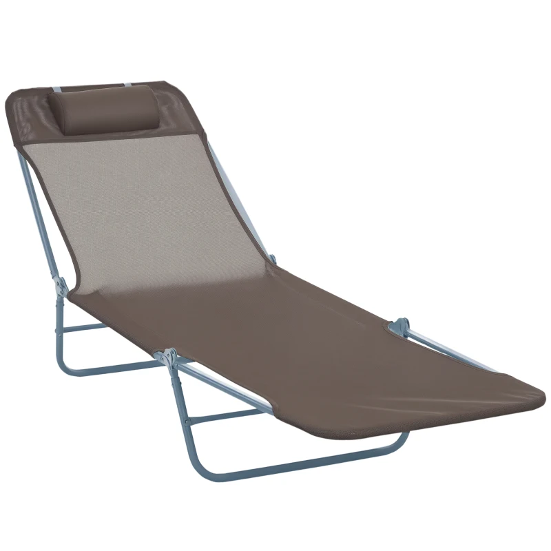 Outsunny Folding Chaise Lounge Chair, Pool Sun Tanning Chair, Outdoor Lounge Chair with 5-Position Reclining Back Brown