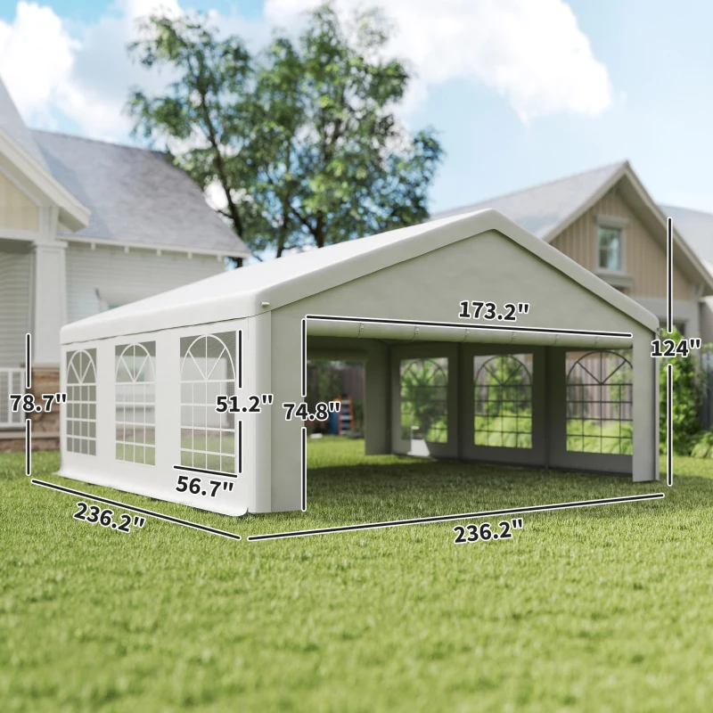 Outsunny 20 x 20 ft Heavy Duty Party Tent Outdoor Gazebo Wedding Tent Event Shelter Carport BBQ with Removable Sidewalls & Windows, Outside Waterproof Canopy for Parties, White