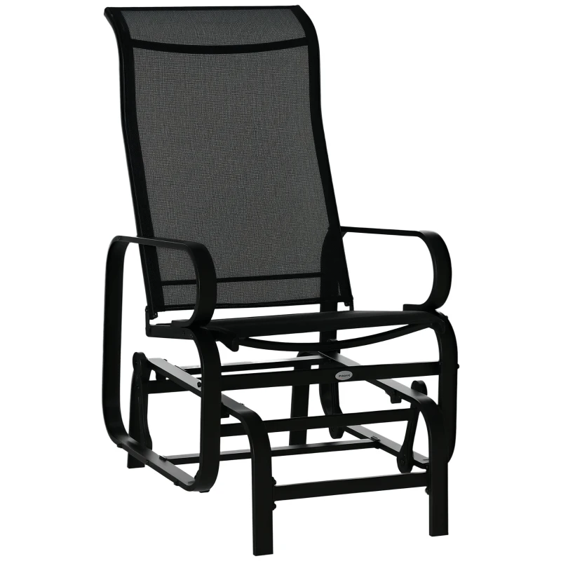 Outsunny Patio Glider with Breathable Mesh Fabric, Outdoor Glider Chair, Garden Rocking Gliding Seat for Patio, Yard, Porch, Black