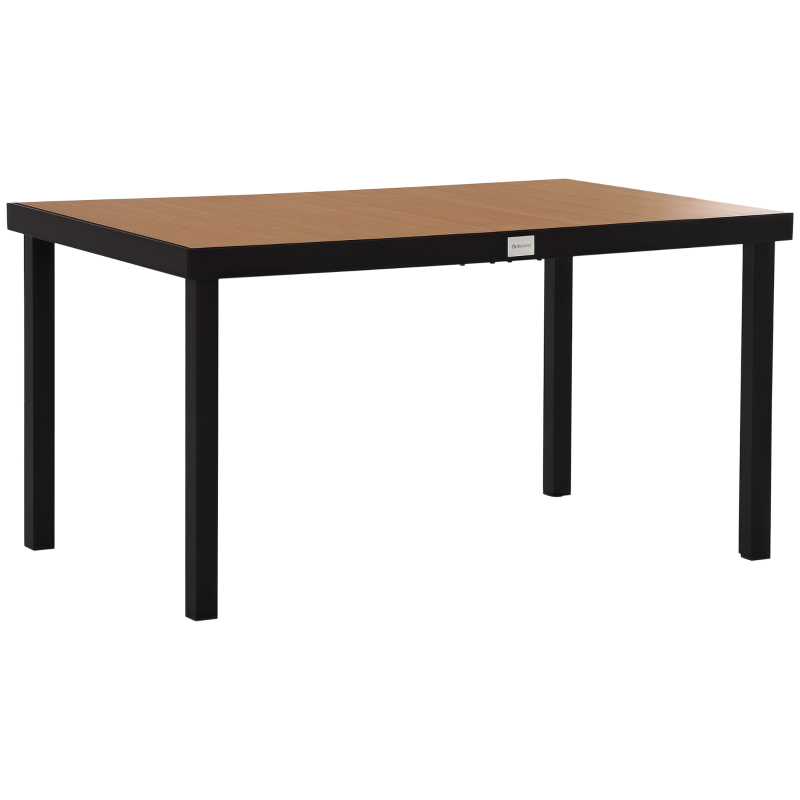 Outsunny Aluminum Outdoor Dining Table for 6, Patio Rectangular Table, 55" L x 35.5" W x 29.25" H, Natural