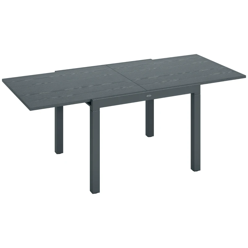 Outsunny Patio Table for 6-8 People, Aluminum Frame Rectangle Garden Table with Wood Effect Steel Top, for Backyard, Dark Gray