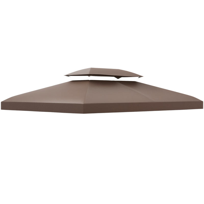 Outsunny 13' x 10' Gazebo Replacement Canopy, 2 Tier Top Roof Garden Pavilion UV Cover, Brown (TOP ONLY)