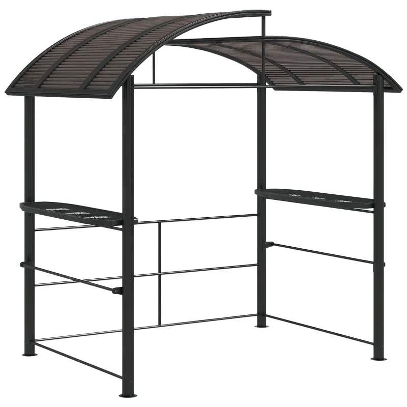 Outsunny 8' x 5' Grill Gazebo with Vented PC Roof, Side Shleves, Dark Grey