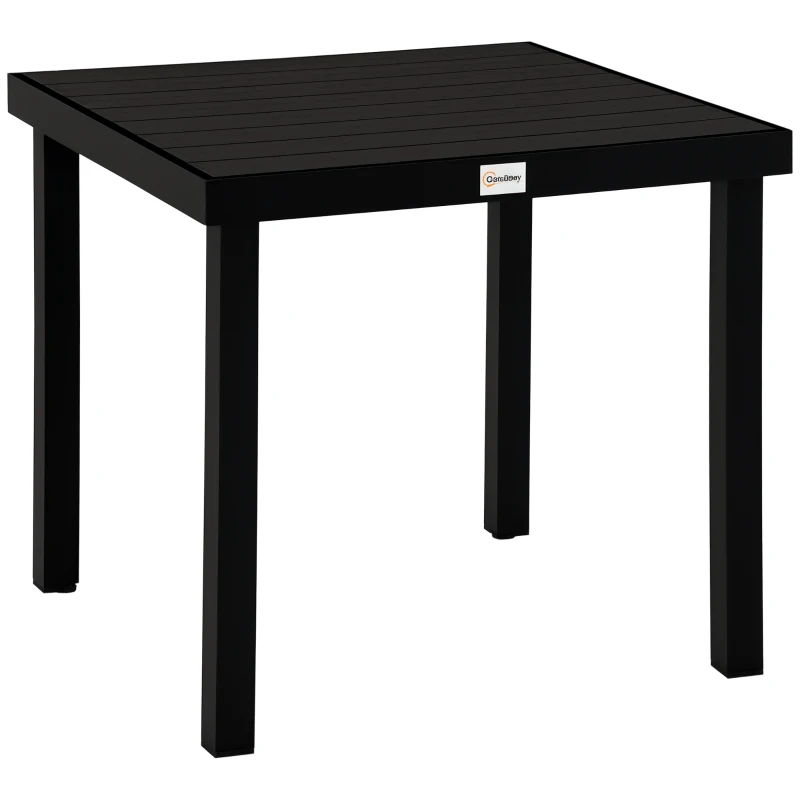 Outsunny Patio Dining Table for 4, Square Aluminum Outdoor Table for Garden Lawn Backyard, Black