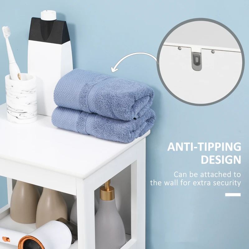 kleankin Modern Bathroom Floor Cabinet with Open Shelf, Freestanding Storage Organizer Unit with Single Door for Home Office, Living Room, White