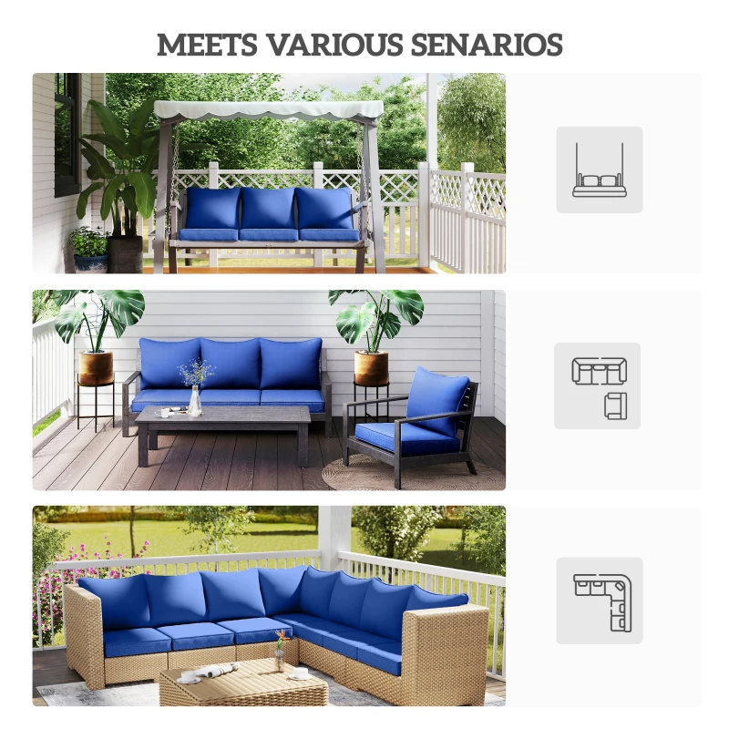 Outsunny 8 Patio Chair Cushions with Seat & Backrest, Fade Resistant Seat Replacement Cushion Set, Navy Blue