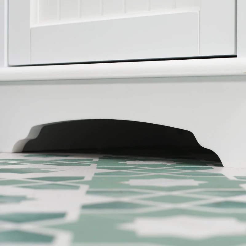 kleankin Modern Bathroom Floor Cabinet with Open Shelf, Freestanding Storage Organizer Unit with Single Door for Home Office, Living Room, White