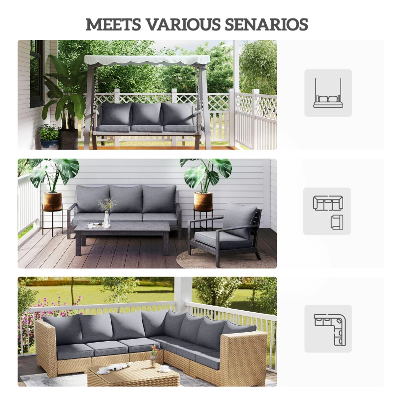 Outsunny 4 Patio Chair Cushions with Seat & Backrest, Fade Resistant Seat Replacement Cushion Set, Gray