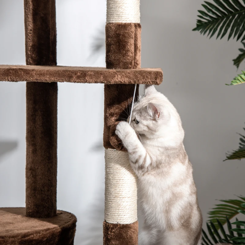PawHut 94"-102" Huge Cat Tree Ceiling High Cat Condo Scratching Post Activity Center Multi-Level Play House