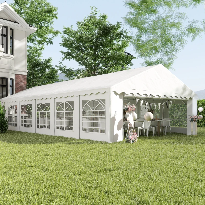 Outsunny 20' x 40' Party Tent, Outdoor Canopy Tent with Removable Sidewalls, 12 Windows for Parties, Wedding, Events, BBQ, White