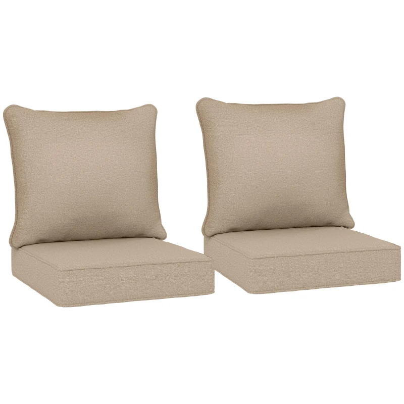 Outsunny 4 Patio Chair Cushions with Seat & Backrest, Fade Resistant Seat Replacement Cushion Set, Beige
