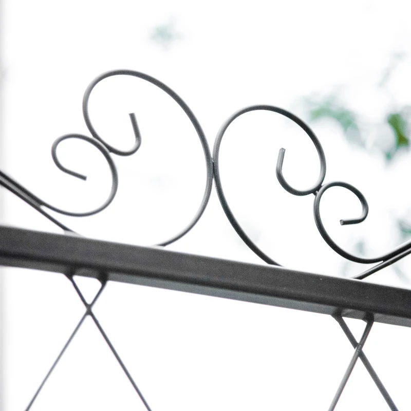 Outsunny 7FT Metal Garden Arch with Gate Climbing Planter Frame Backyard Decor for Vines Morning Glory Black