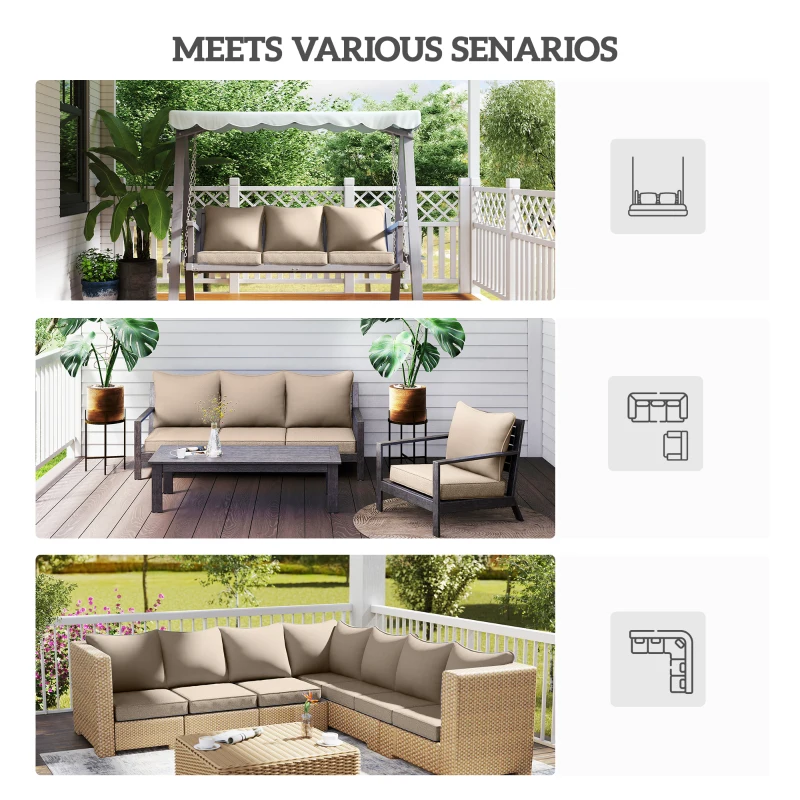 Outsunny 4 Patio Chair Cushions with Seat & Backrest, Fade Resistant Seat Replacement Cushion Set, Beige