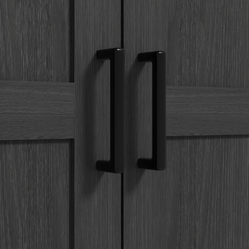 HOMCOM 69" Tall Farmhouse Kitchen Pantry Cabinet with 2 Doors, Drawer and Adjustable Shelves, Black Wood Grain