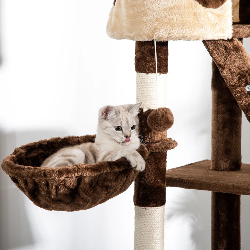 PawHut 94"-102" Huge Cat Tree Ceiling High Cat Condo Scratching Post Activity Center Multi-Level Play House