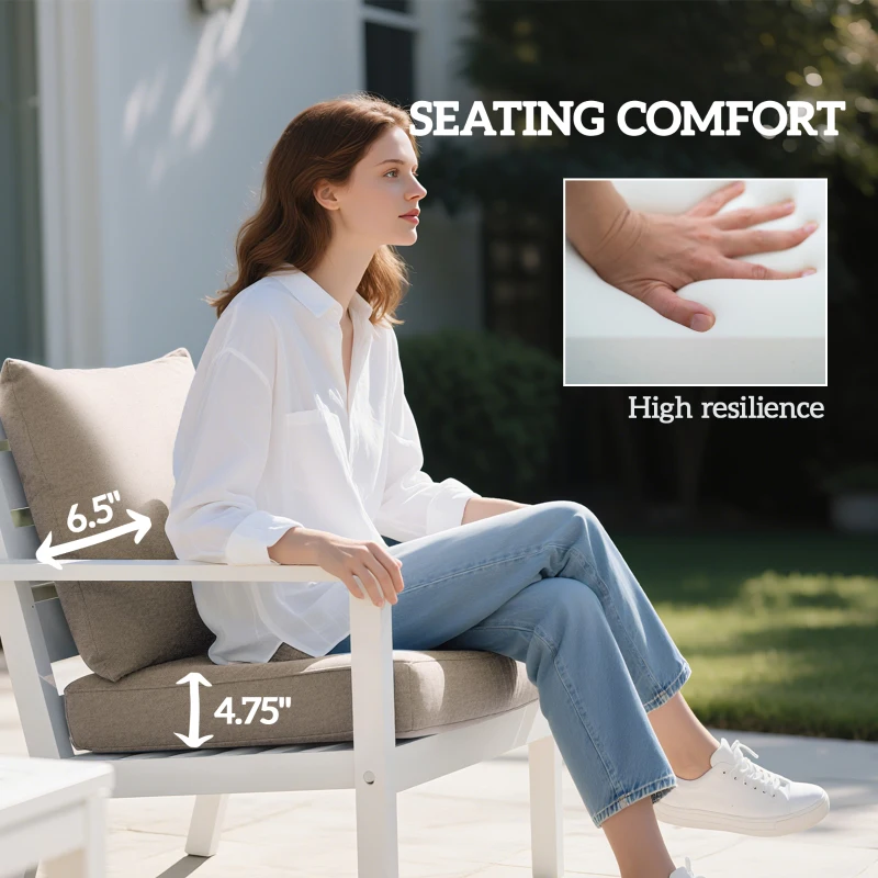 Outsunny 4 Patio Chair Cushions with Seat & Backrest, Fade Resistant Seat Replacement Cushion Set, Beige
