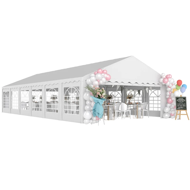 Outsunny 20' x 40' Party Tent, Outdoor Canopy Tent with Removable Sidewalls, 12 Windows for Parties, Wedding, Events, BBQ, White