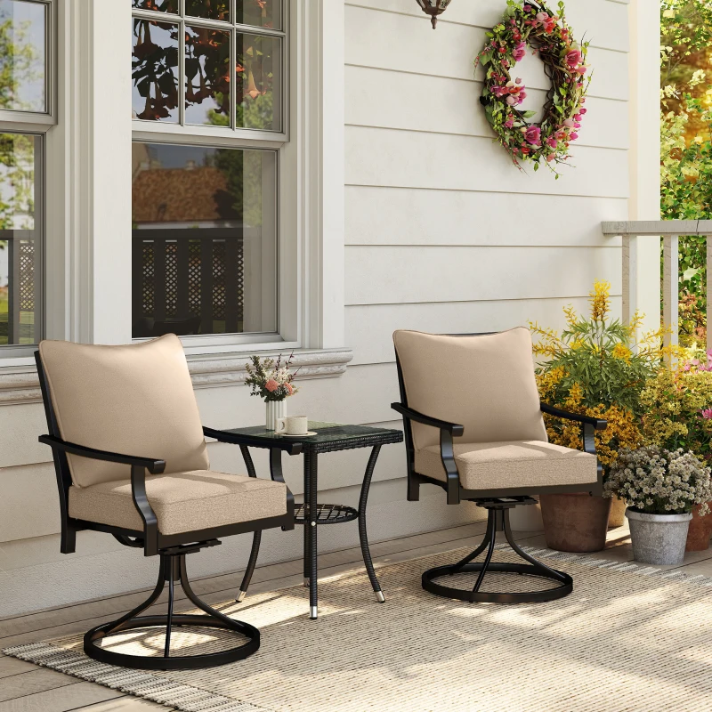 Outsunny 4 Patio Chair Cushions with Seat & Backrest, Fade Resistant Seat Replacement Cushion Set, Beige